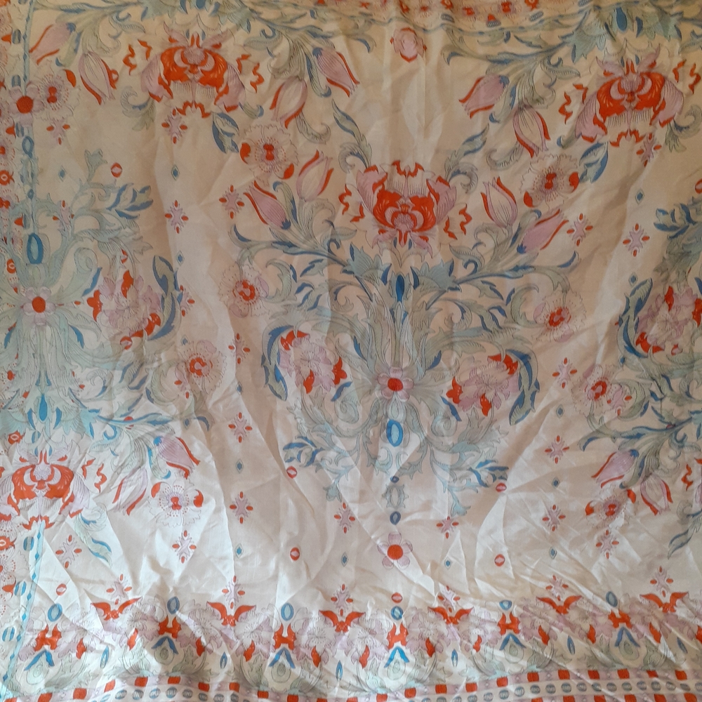Johnny Was Blue and Orange Floral Scarf